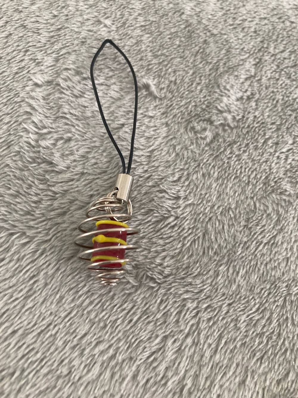 Car/cellphone/ipad/keychain yellow and red bead charm